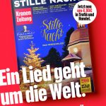 Titelbild einer Zeitschrift mit einem Weihnachtsbaum, einer Kirche und der Schlagzeile: Ein Lied geht um die Welt.