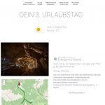 Tag 3 Urlaubsplan: Wetter sonnig 14°C, Höhlentour Foto, Karte, Radtour Details auf Deutsch.