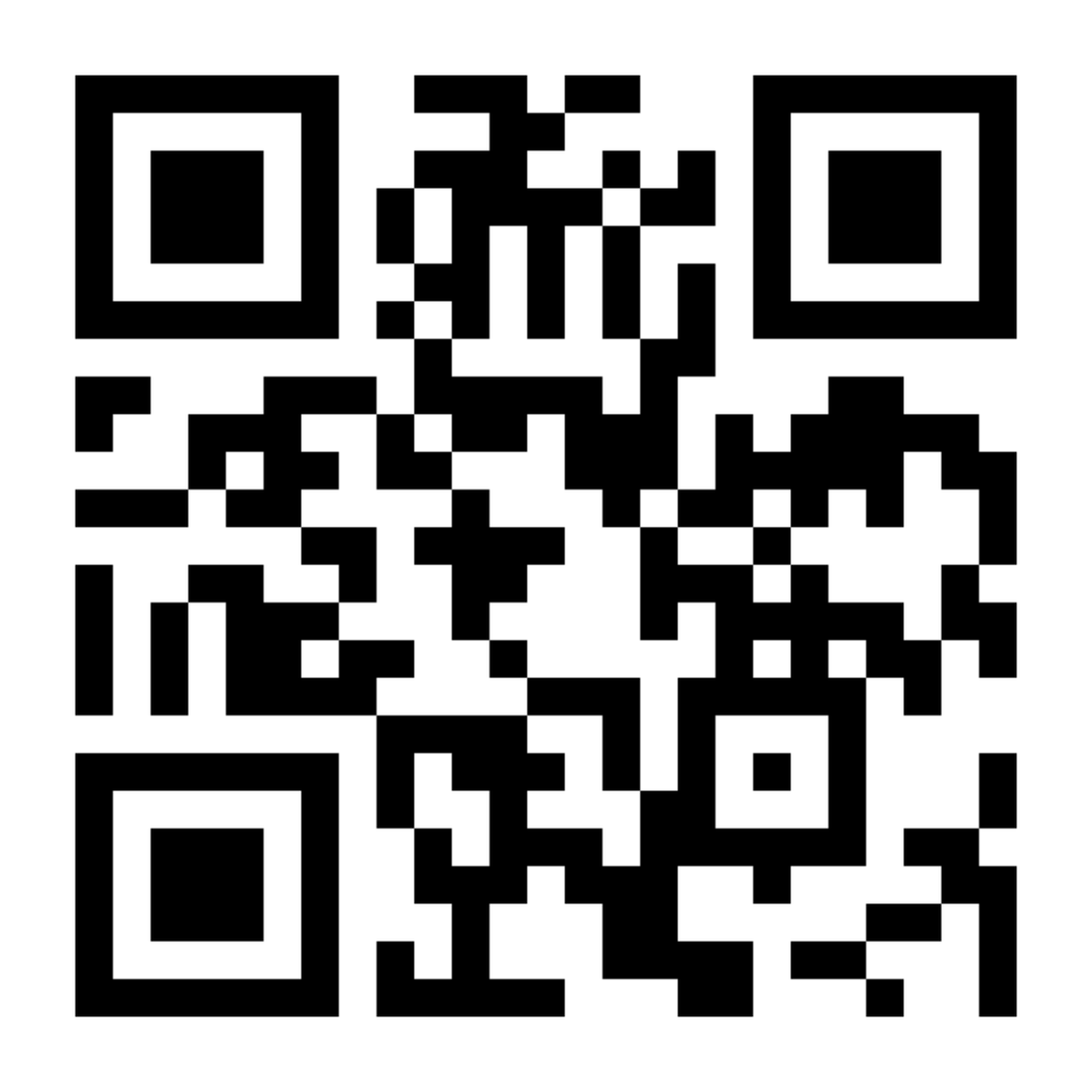 Schwarzer und weißer QR-Code auf weißem Hintergrund.